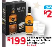 Bain's Cape Mountain Whisky And 2 Glass Gift Pack-750ml