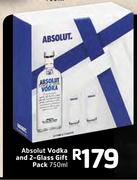 Absolut Vodka and 2-Glass Gift Pack-750ml