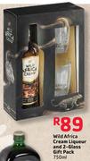 Wild Africa Cream Liqueur and 2-Glass Gift Pack-750ml