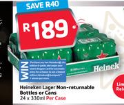 Heineken Lager Non-Returnable Bottles Or Cans-24x330ml Per case