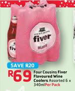 Four Cousins Fiver Flavoured Wine Coolers Assorted-6x340ml Per Pack