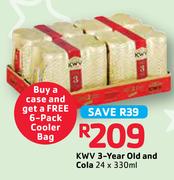 KWV 3-Year Old And Cola-24x330ml