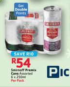 Smirnoff Premix Cans Assorted-6x250ml Per Pack