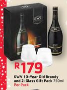 KWV 10-Year Old Brandy And 2-Glass Gift Pack-750ml Per Pack