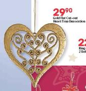 Gold Flat Ciu-Out Heart Tree Decoration