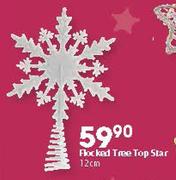 Flocked Tree Top Star-12cm