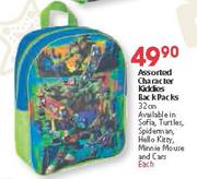 Assorted Character Kiddies Backpacks-Each