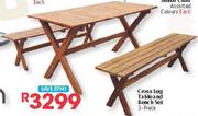 Cross Leg Table And Bench Set 3-Piece