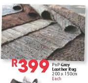 PnP Grey Leather Rug-200x150cm Each