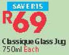Classique Glass Jug-750ml