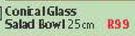 Conical 25cm Glass Salad Bowl