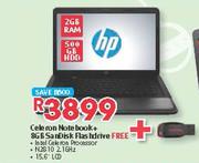 HP Celeron Notebook + 8GB SanDisk Flash Drive Free