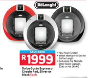 Dolce Gusto Espresso Circolo Red, Silver Or Black-Each
