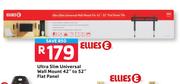 Ellies Ultra Slim Universal Wall Mount 42" to 52" Flat Panel
