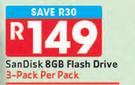 Sandisk 8GB Flash Drive 3-Pack Per Pack