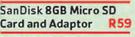 Sandisk 8GB Micro SD Card And Adaptor