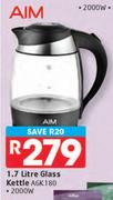 Aim 1.7Ltr Glass Kettle AGK 180