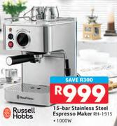 Russell Hobbs 1000W 15-Bar Stainless Steel Espresso Maker RH-1915