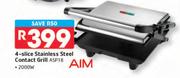 Aim 2000W 4-Slice Stainless Steel Contact Grill ASP18