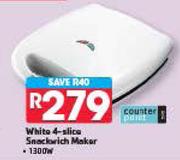 Counter Point White 4 Slice Sandwich Maker-1300W