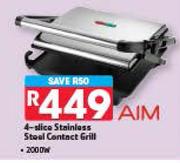 Aim 4 Slice Stainless Steel Contact Grill-2000W