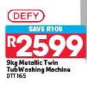Defy 9kg Metallic Twin Tub Washing Machine-DTT165