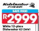 Kelvinator White 12-Place Dishwasher-KD12WW1