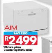 AIM White 6-Place Countership Dishwasher