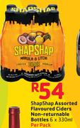 ShapShap Assorted Flavoured Ciders Non Returnable Bottles 6x330ml-Per Pack