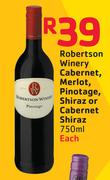 Robertson Winery Cabernet,Merlot,Pinotage,Shiraz Or Cabernet Shiraz-750ml Each