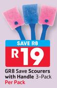 GR8 Save Scourers With Handle-Per 3 Pack