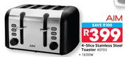 AIM 1600W 4-Slice Stainless Steel Toaster AST03