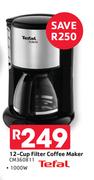 Tefal 1000W 12-Cup Filter Coffee Maker CM360811