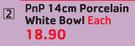 PnP 14Cm Porcelain White Bowl-Each
