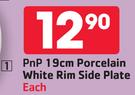 PnP 19Cm Porcelain White Rim Side Plate-Each