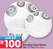 Porcelain 12 Piece Swirl Dinner Set-Per Set