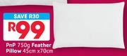 PnP 750g Feather Pillow 45x70Cm