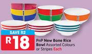 PnP New Bone Rice Bowl Assorted Colours Or Stripes-Each