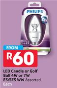 LED Candle Or Golf Ball 4W Or 7W ES/SES WW Assorted