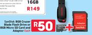 Sandisk 8GB Cruzer Blade Flash Drive Or 8GB Micro SD Card And Adaptor-Each
