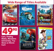 Cars, Finding Nemo, Monsters University, Toy Story Or Brave Titles-Each