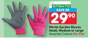 Efekto Nitrile Garden Gloves Small, Medium Or Large Assorted Colours-Per Pair
