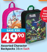 Assorted Character Backpacks-38cm Each