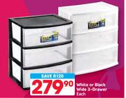 Bic White Or Black Wide 3 Drawer-Each