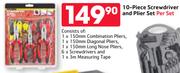 10 Piece Screwdirver And Plier Set-Per Set