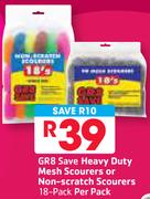 GR8 Save 18 Pack Heavy Duty Mesh Scourers Or Non-Scratch Scourers-Per Pack