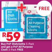 PnP 5 Pack Dishcloths+ Free PnP 3 Pack All Purpose Cloth