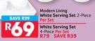 Modern Living 2-Piece White Serving Set-Per Set