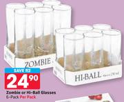 Zombie Or Hi-Ball 6-Pack Glasses-Per Pack
