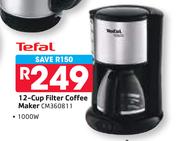 Tefal 1000W 12-Cup Filter Coffee Maker CM360811